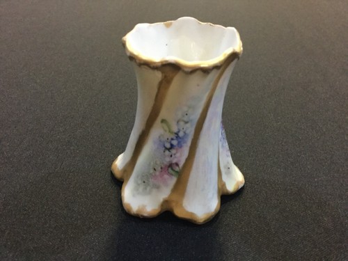 Antique porcelain toothpick holder with flowers