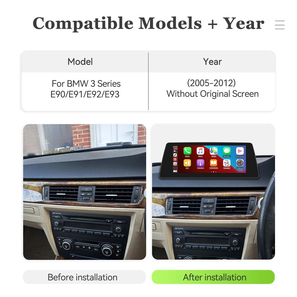 Android Auto Apple CarPlay Car Stereo For BMW 3 Series E90 E91 E92 E93 2005-2012 - Imagem 2 de 4