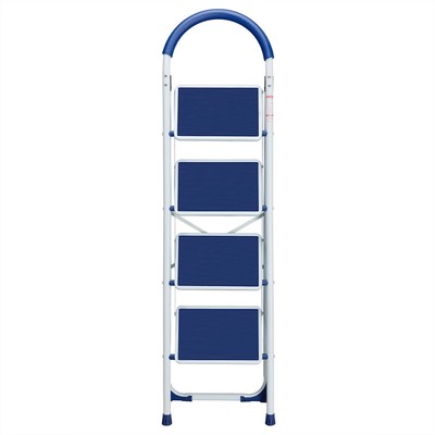 Scala Pieghevole A Gradini Antiscivolo In Acciaio - 2, 3 O 4 Gradini, Portata 150 Kg, EN14183, Salvaspazio Per Casa E Ufficio