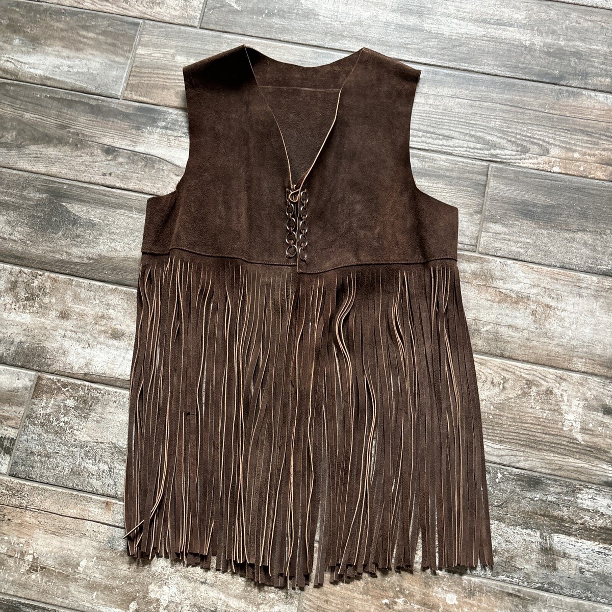 Vintage 60's Woodstock Era Leather Vest One Size Rich Brown Vintage 60's Woodstock Era Leather Vest One Size Rich Brown