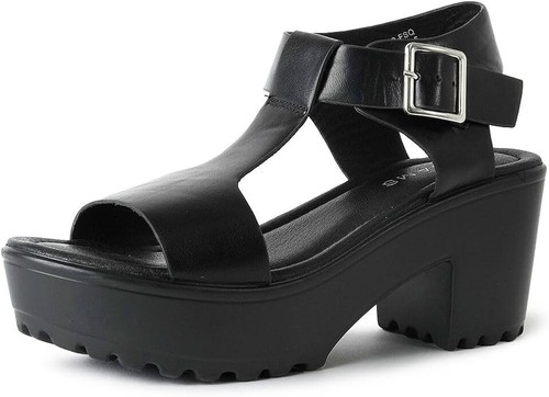 J Adams Corby Platform Slip On Sandal Vegan Black Size 6.5