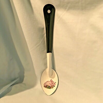 Enamelware Rabbit Spoon 12'' Kiln Fired Daugherty Studio No chips $12.99
