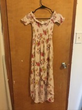 Forever 21 Women Pink floral Dress Small summer Long Maxi