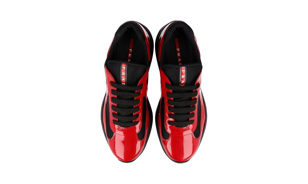 PRADA 12aw rubber sole shoes red× black US 8/8.5 NEW PRADA Mens Black AMERICA'S CUP All Leather RED