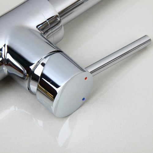 Chrome Pull Out Kitchen Basin Sink Faucet Single Handle Mixer Deck Mounted Tap - Picture 4 of 7