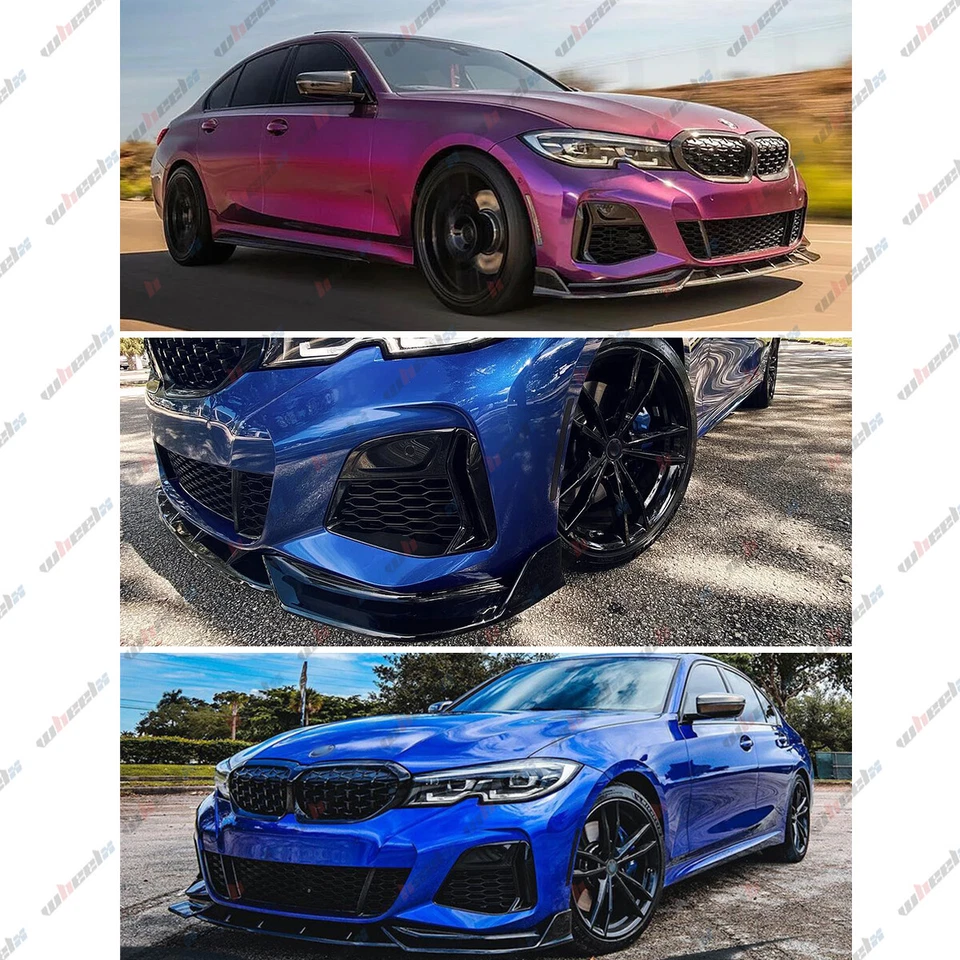 Kit de labios de parachoques delantero estilo GT negro brillante para BMW G20 M340i 330i M Sport 2019-22 Foto 3 de 4