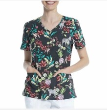 Scrubstar "Jungle Life" Women's V-Neck Print Scrub Top, Multi-Color Size Medium
