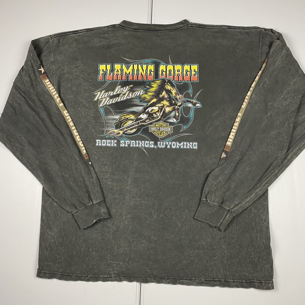 HARLEY DAVIDSON◇90s/ST PATRICKS DAY CLOVER GREEN FLAME/長袖T