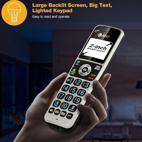 AT&T Telefon bezprzewodowy 5 Słuchawka z Bluetooth, Telefony stacjonarne do domu, Answerin - Zdjęcie 4 z 6