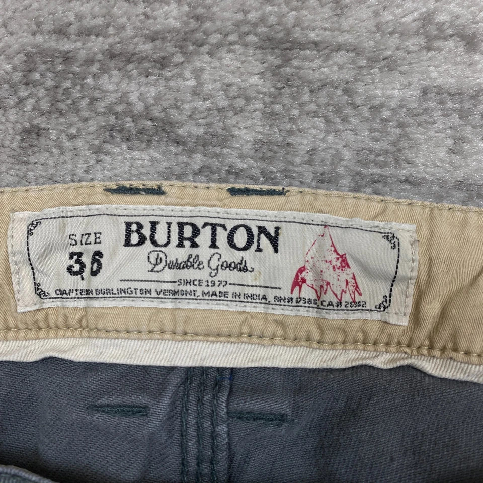 Pantalones Burton Para Hombres 36 Gris Chino Preppy Informales Pantalones Exterior Bolsillo Hombres 36x34 Foto 3 de 4