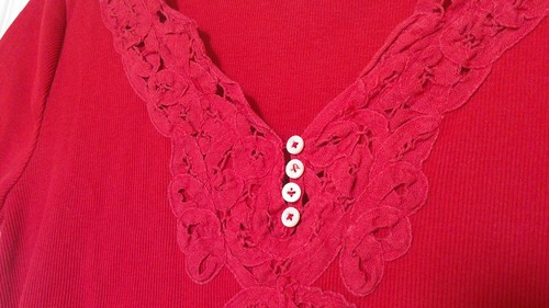 Lauren Ralph Lauren Women’s Red Short-Sleeve Shirt w/Button Detail - Size Medium - Picture 5 of 7