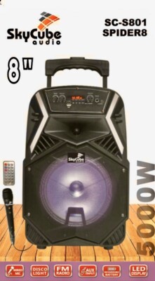 Bluetooth speaker portable ,8”+1 Tweeter SkyCube 5000W