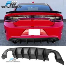 Fits 15-23 Dodge Charger IKON V1 Style Matte Black 2pcs Rear Bumper Lip Diffuser