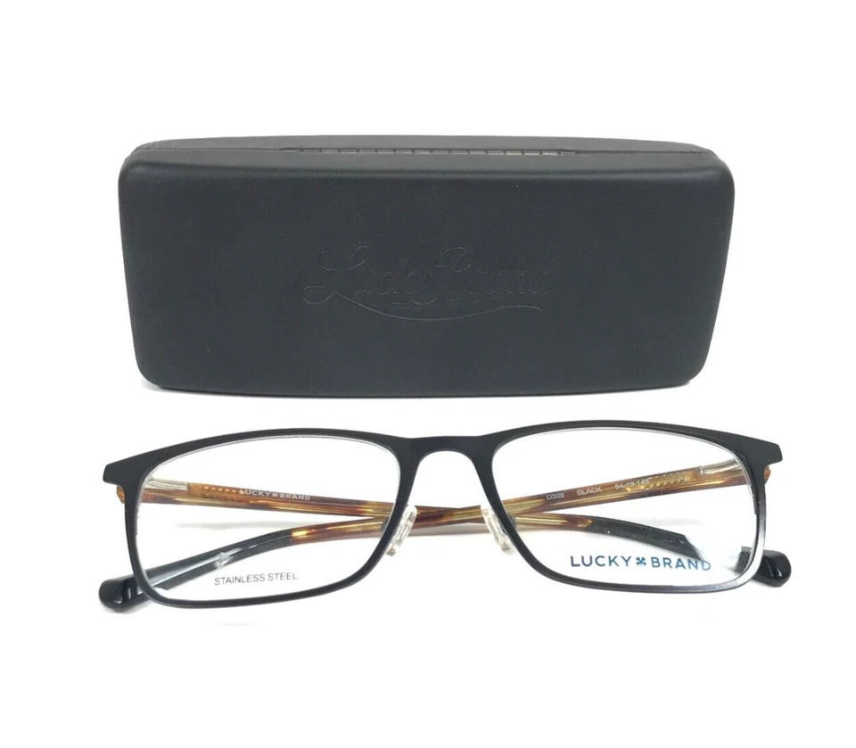 Monturas de gafas Lucky Brand D308 NEGRAS tortuga rectángulo borde completo 54-19-145 Foto 2 de 4