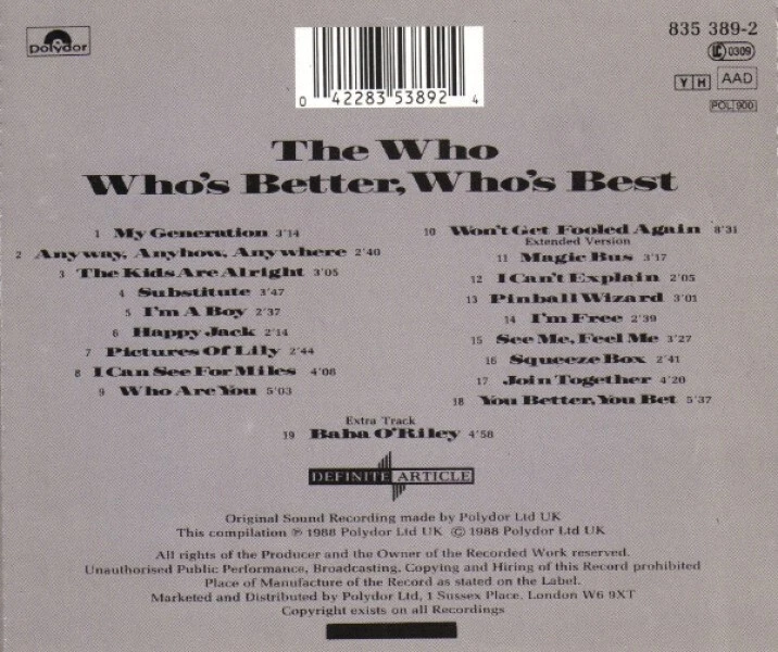 The Who Who's Better, Who's Best CD NEW SEALED My Generation/Who Are You+ - Image 2 of 3