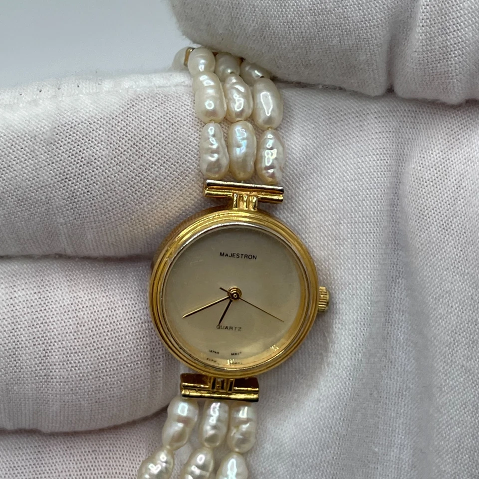 Reloj Majesti Mujer Majestron 22mm Estuche Imperfecto Imitación Perla Banda Cuarzo Analógico Foto 4 de 4