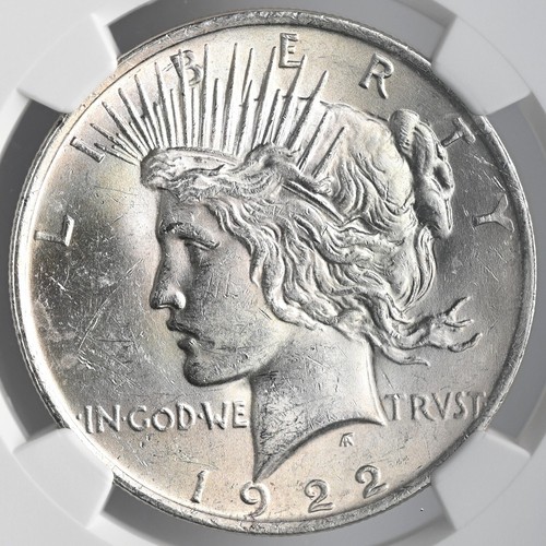 1922-P $1 PEACE SILVER DOLLAR MINT STATE NGC MS60 #131585-008 FRESHLY GRADED! - Picture 2 of 4