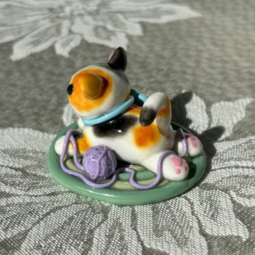 Handmade Kitty Cat Polymer Clay Figurine Decor Tiny Sculpture - Picture 13 of 41