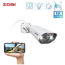 ZOSI 4K 8MP PoE Add-on IP Camera Person Vehicle Detection Two Way Audio Outdoor