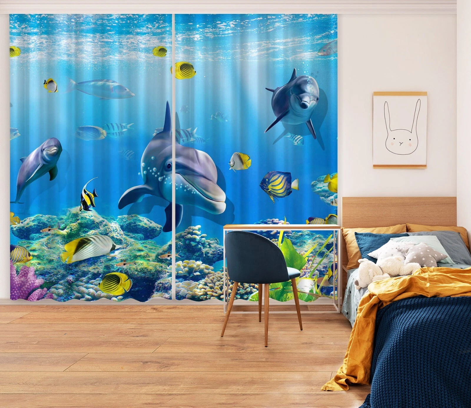 3D Animal Cute Fish ZHUB5177 Photo Curtain Window Blockout Fabric Vera 2023