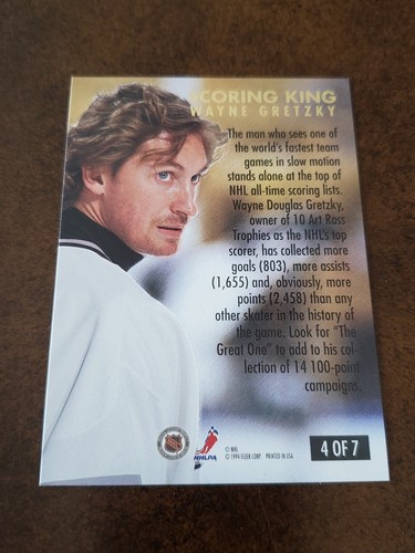 1994-1995 Fleer Ultra “Scoring King” Wayne Gretzky #4 of 7 - Picture 2 of 2