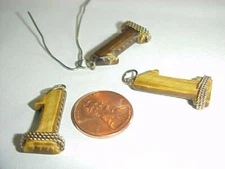 1 VINTAGE GENUINE TIGER EYE #1 GOLD WRAPPED 24mm. BEAD PENDANTS L498
