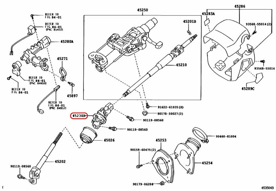 TOYOTA OEM EJE DE DIRECCIÓN CONJUNTO DE JUNTAS UNIVERSAL 45230-48050 para LEXUS RX330 Foto 3 de 4