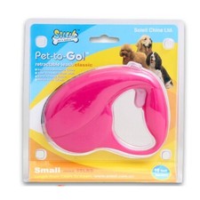 Pink Dog Leash Retractable Walking Collar For Small Pet with Lock Nylon 55 lbs