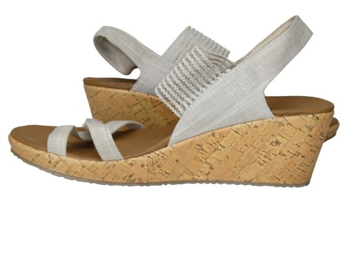 Skechers Cork Wedge Sandals Women Size 11 Beverlee Smitten Kitten Heel Lux Foam - Picture 6 of 11