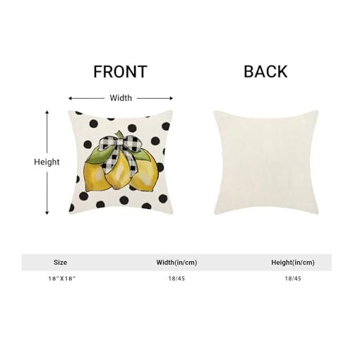 Summer Outdoor Pillow Covers 18x18 Inch 2 Pcs, 18" x 18" (Pack of 2) Lemon - Picture 7 of 7