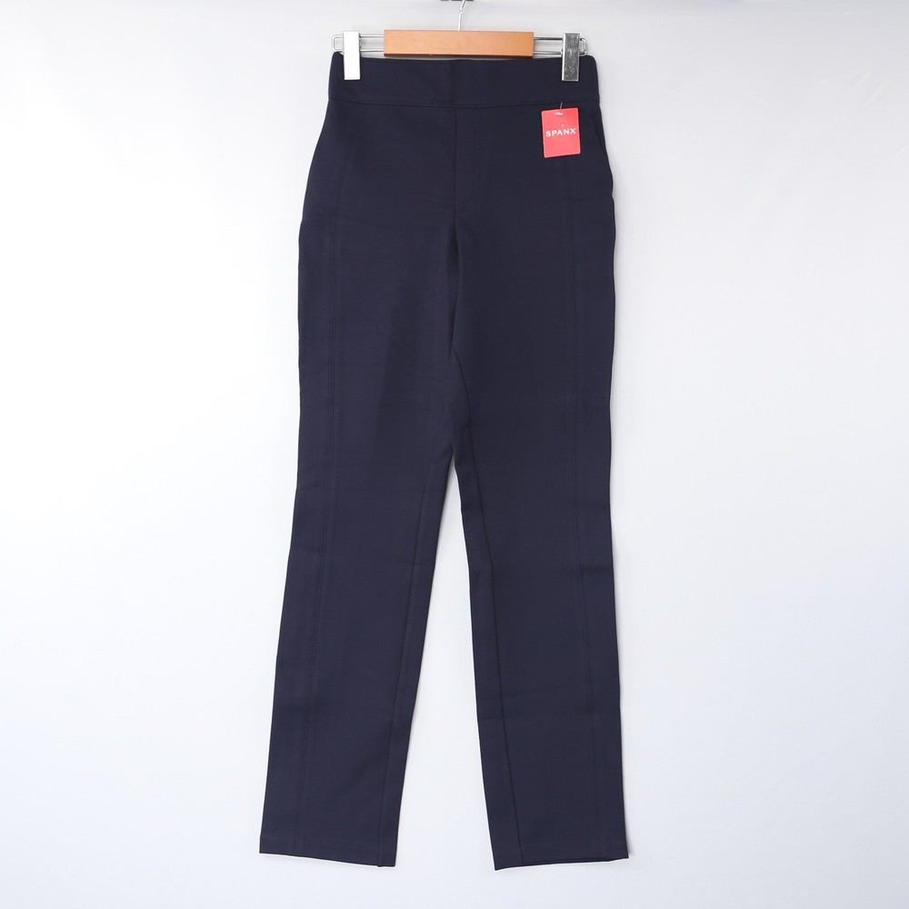 Spanx Womens Pants The Perfect Ponte Slim Straight High Rise Navy Blue Sz NWT