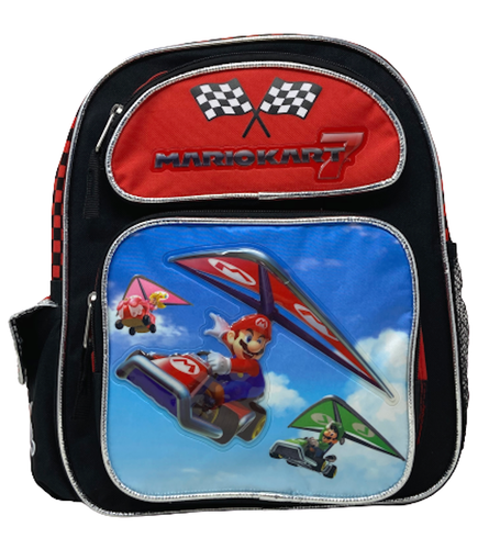 Super Mario Cart 3D Popup Appliqué 12 Inch Small Canvas Backpack 0094 New