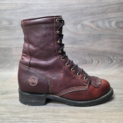 Double H Boots Womens 6.5M Brown Lacer Briar Pitstop Leather Logger Packer Work