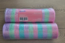 Set Of 2 Pastel Stripe/Easter/ Spring Deco Mesh 10in Wide X 30ft Long Per Roll