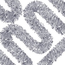 66 Ft Silver Metallic Tinsel Twist Garland for Christmas, Birthday, Party Decor