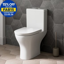 Close Coupled Toilet Modern Bathroom WC Short Projection Soft Close Seat White