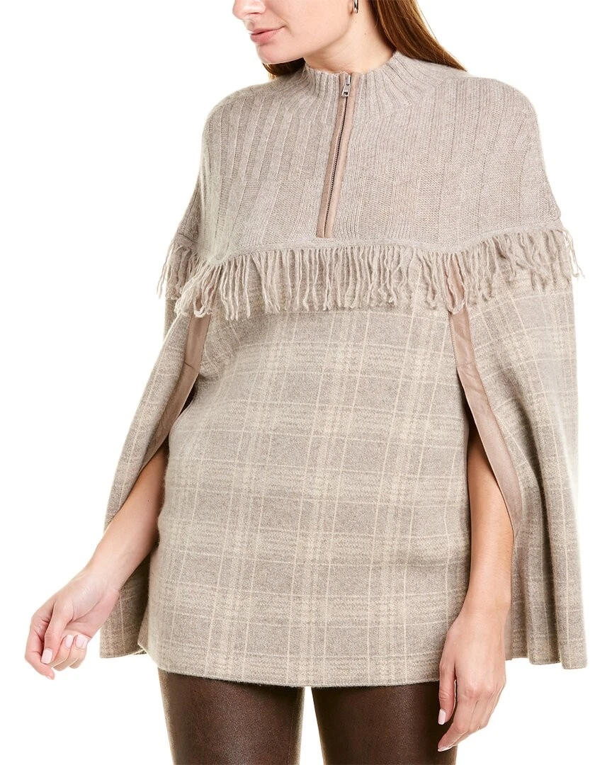 Raffi Plaid Zip Cashmere Poncho Women's O/S