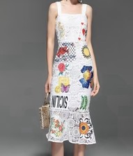 Fashion Nova NWT Monte Carlo white lace Dress Size L