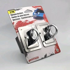 2 Pack Chrome Anchors Truck Stake Bed Pockets Tie Down Straps Easy Twist Design