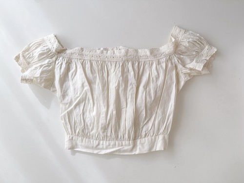Vintage Victorian Edwardian Child's Blouse Cotton Off Shoulder Chemise Antique