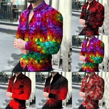 Red Dress Shirts for Men with Button Down and Slim Fit in Long Sleeve Style