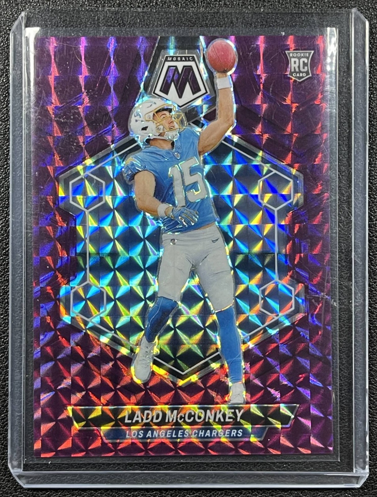 LADD MCCONKEY 2024 PANINI MOSAIC #334 ROOKIE PURPLE PRIZM RC 7/49 LA CHARGERS