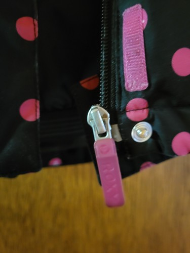 ROXY Girls Size 2 Kids Jacket Black With Pink Polka Dots - Picture 3 of 11