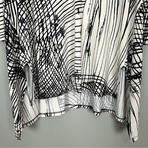 Clara Sun Woo Interlaced Lines Tunic Top Women’s Size 1X Abstract Art to Wear - Picture 5 of 10