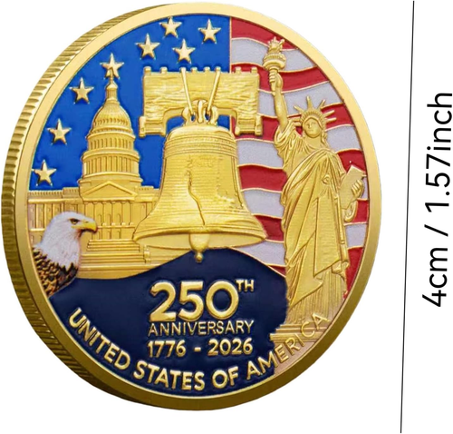 USA 250th Anniversary Commemorative Coin - Silver-Plated Eagle & Liberty Bell - Picture 4 of 5