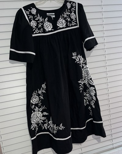 Camisón Go Softly Patio Negro con Bordado Poliéster Algodón Talla L