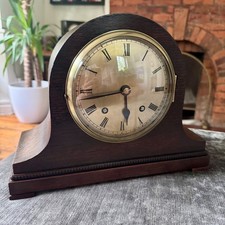 Vintage Empire Oak Mantel Clock Fully Serviced Gong Strike C1940s Made in En