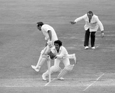 Geoff Arnold of England makes his ground as Pakistan wicketkeeper - Old Photo