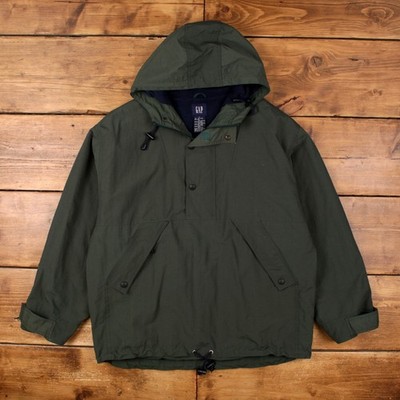 GAP Jacke L Herren grün Nylon Kapuzenpullover gesmokt gefüttert Freizeit Outdoor