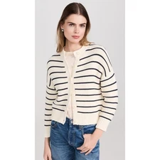 NWT ALEX MILL NICO STRIPED CARDIGAN IVORY NAVY EXTRA SMALL XS